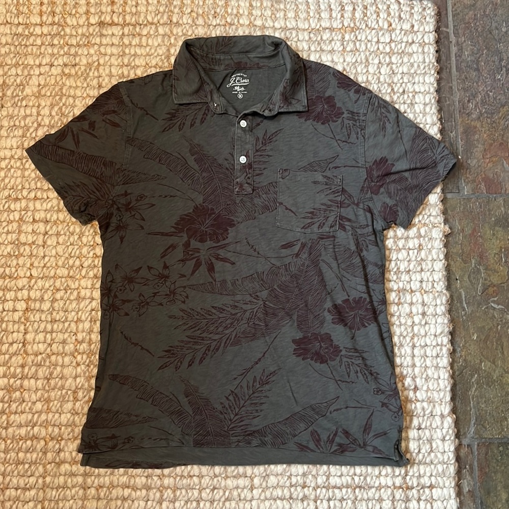 J Crew pocket Polo Hawaiian print